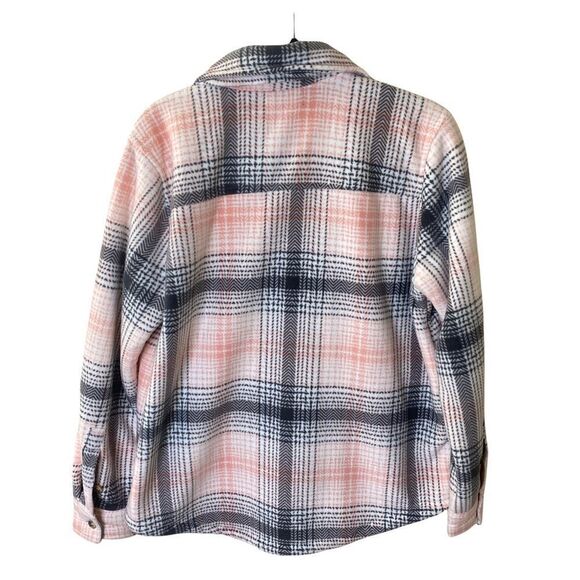 Steve Madden Plaid Fleece Button Front Jacket Sz L - Picture 5 of 7